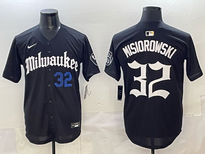 Men 2025 Milwaukee Brewers #32 Misiorowski Black Five generations Joint Name Nike MLB Jersey style 3->milwaukee brewers->MLB Jersey